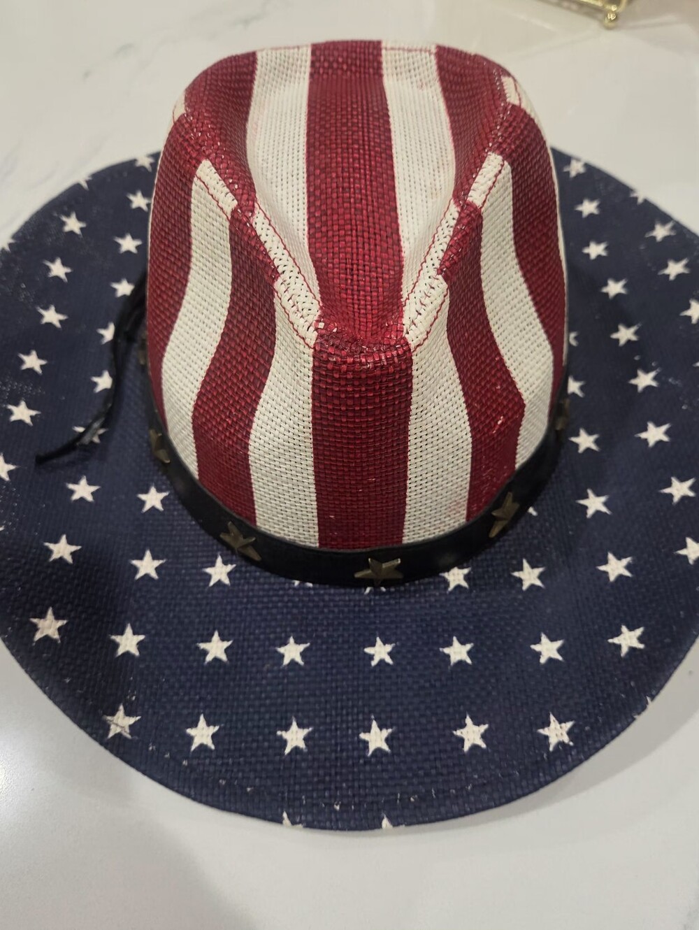 Patriotic Red & Blue Star Pattern Cowboy Hat for Men